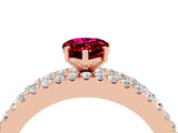 Rose gold Pear Cut Garnet Solitaire Ring with Pavé and Channel Set Band_4