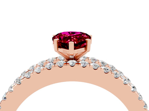 Rose gold Pear Cut Garnet Solitaire Ring with Pavé and Channel Set Band_4