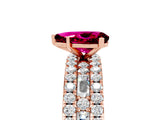 Rose gold Pear Cut Garnet Solitaire Ring with Pavé and Channel Set Band_5