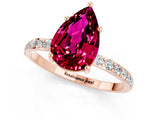 Rose gold Pear Cut Garnet Solitaire Ring with Pave Band and Four Prong Setting_25