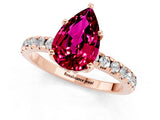 Rose gold Pear Cut Garnet Solitaire Ring with Round  Pavé Band and Four-Prong Setting_45
