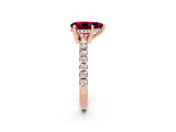 Rose gold Pear Cut Garnet Solitaire Ring with Round  Pavé Band and Four-Prong Setting_46