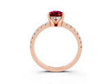 Rose gold Pear Cut Garnet Solitaire Ring with Round  Pavé Band and Four-Prong Setting_47