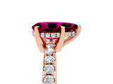 Rose gold Pear Cut Garnet Solitaire Ring with Round  Pavé Band and Four-Prong Setting_49
