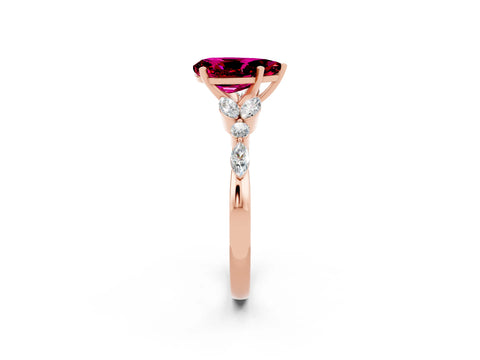 Rose gold Pear Cut Garnet Solitaire Ring with Side Stones and Four-Prong Setting_14