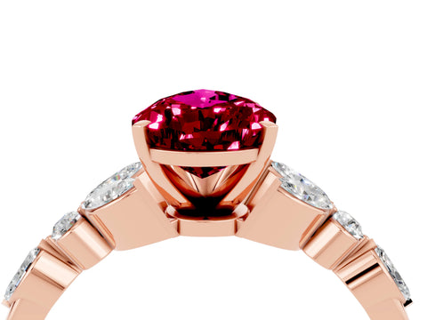 Rose gold Pear Cut Garnet Solitaire Ring with Side Stones and Four-Prong Setting_16
