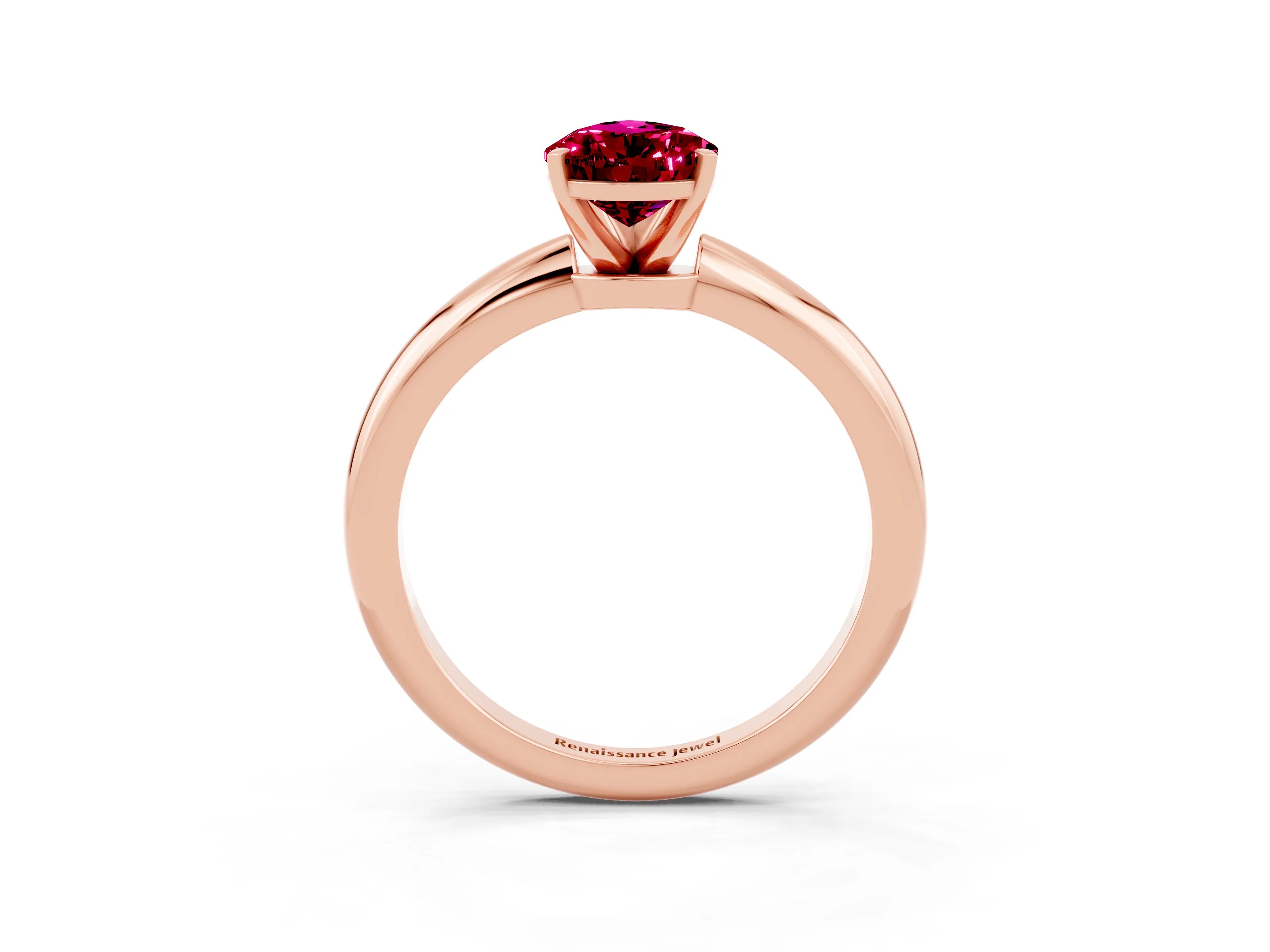Rose gold Pear Cut Garnet Solitaire Ring with Six-Prong Setting and Classic Band_3