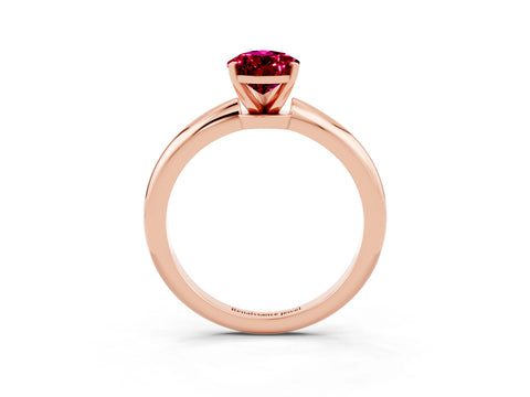 Rose gold Pear Cut Garnet Solitaire Ring with Six-Prong Setting and Classic Band_3