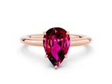 Rose gold Pear Cut Garnet Solitaire Ring with Thin Band and Four-Prong Setting_12