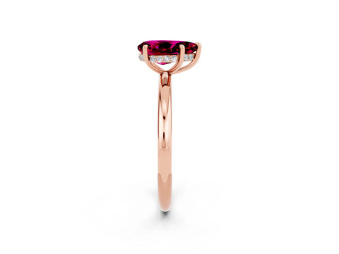 Rose gold Pear Cut Garnet Solitaire Ring with Thin Band and Four-Prong Setting_14