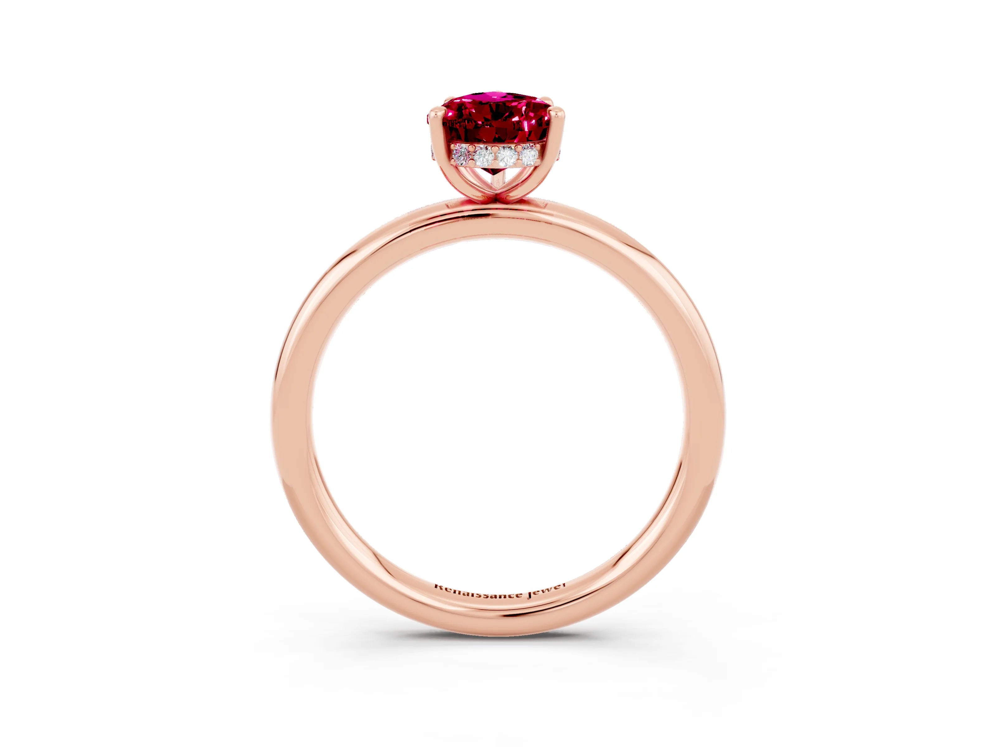 Rose gold Pear Cut Garnet Solitaire Ring with Thin Band and Four-Prong Setting_15