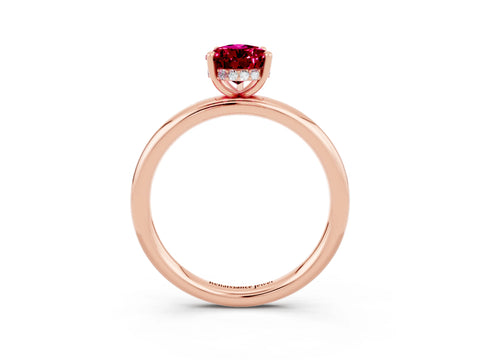 Rose gold Pear Cut Garnet Solitaire Ring with Thin Band and Four-Prong Setting_15