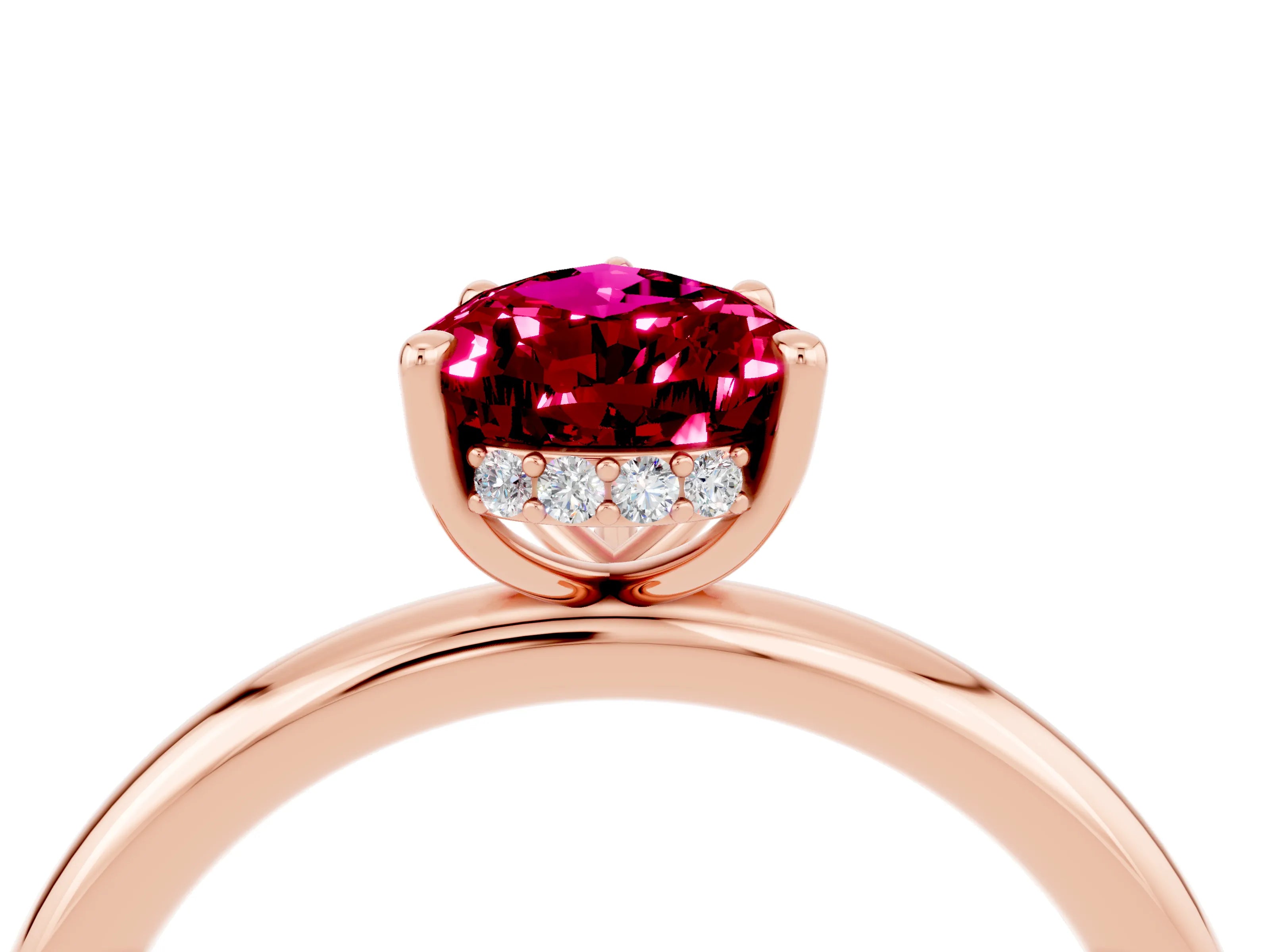 Rose gold Pear Cut Garnet Solitaire Ring with Thin Band and Four-Prong Setting_16