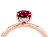 Rose gold Pear Cut Garnet Solitaire Ring with Thin Band and Four-Prong Setting_16
