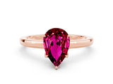 Rose gold Pear Cut Garnet Solitaire Ring with Thin Band and Prong Setting_12