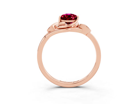 Rose gold Pear Cut Garnet Solitaire Ring with Twist Band and Four-Prong Setting_27