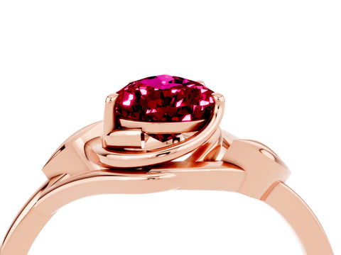 Rose gold Pear Cut Garnet Solitaire Ring with Twist Band and Four-Prong Setting_28