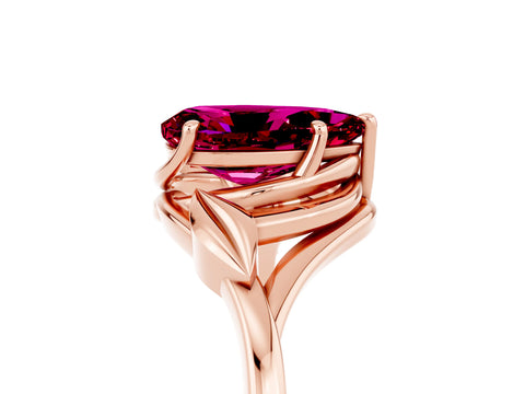Rose gold Pear Cut Garnet Solitaire Ring with Twist Band and Four-Prong Setting_29