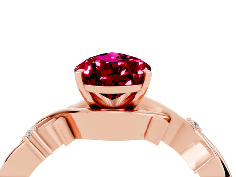 Rose gold Pear Cut Garnet Solitaire Ring with Twisted Band and Prong Setting_4