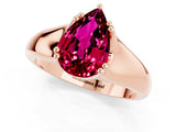 Rose gold Pear Cut Garnet Solitaire Ring with Wide Band and Prong Setting_1