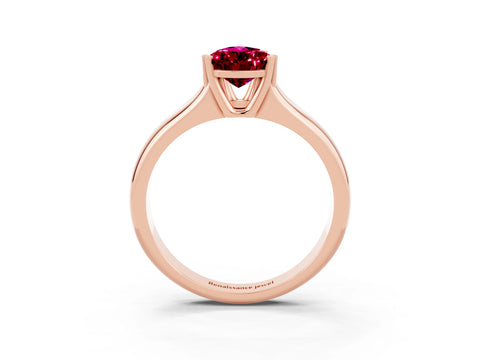 Rose gold Pear Cut Garnet Solitaire Ring with Wide Band and Prong Setting_3