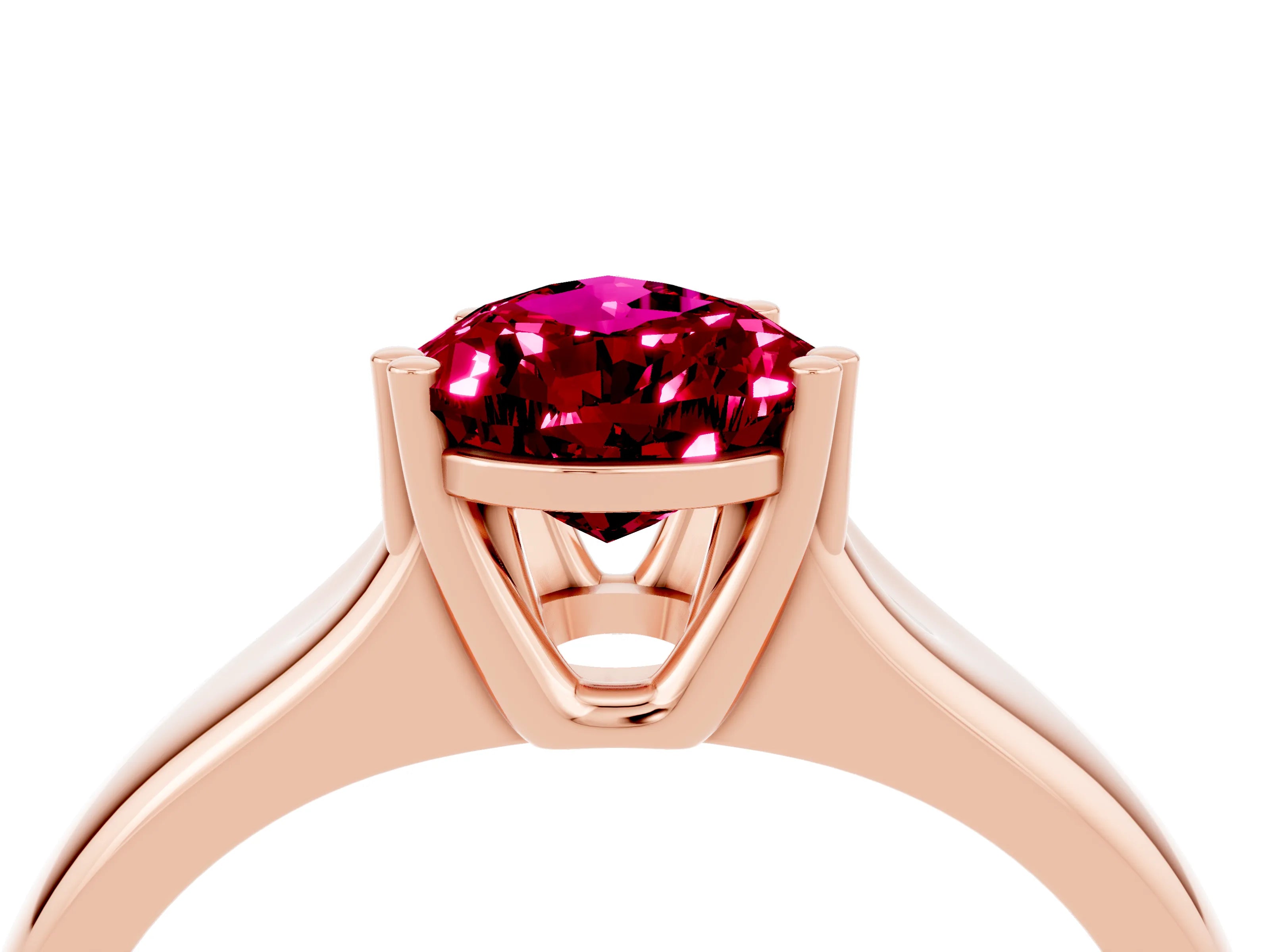 Rose gold Pear Cut Garnet Solitaire Ring with Wide Band and Prong Setting_4