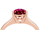 Rose gold Pear Cut Garnet Solitaire Ring with Wide Band and Prong Setting_4