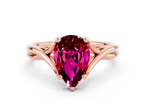 Rose gold Pear Cut Garnet Solitaire Twist Band Prong Setting Ring_24