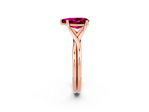 Rose gold Pear Cut Garnet Solitaire Twist Band Prong Setting Ring_26