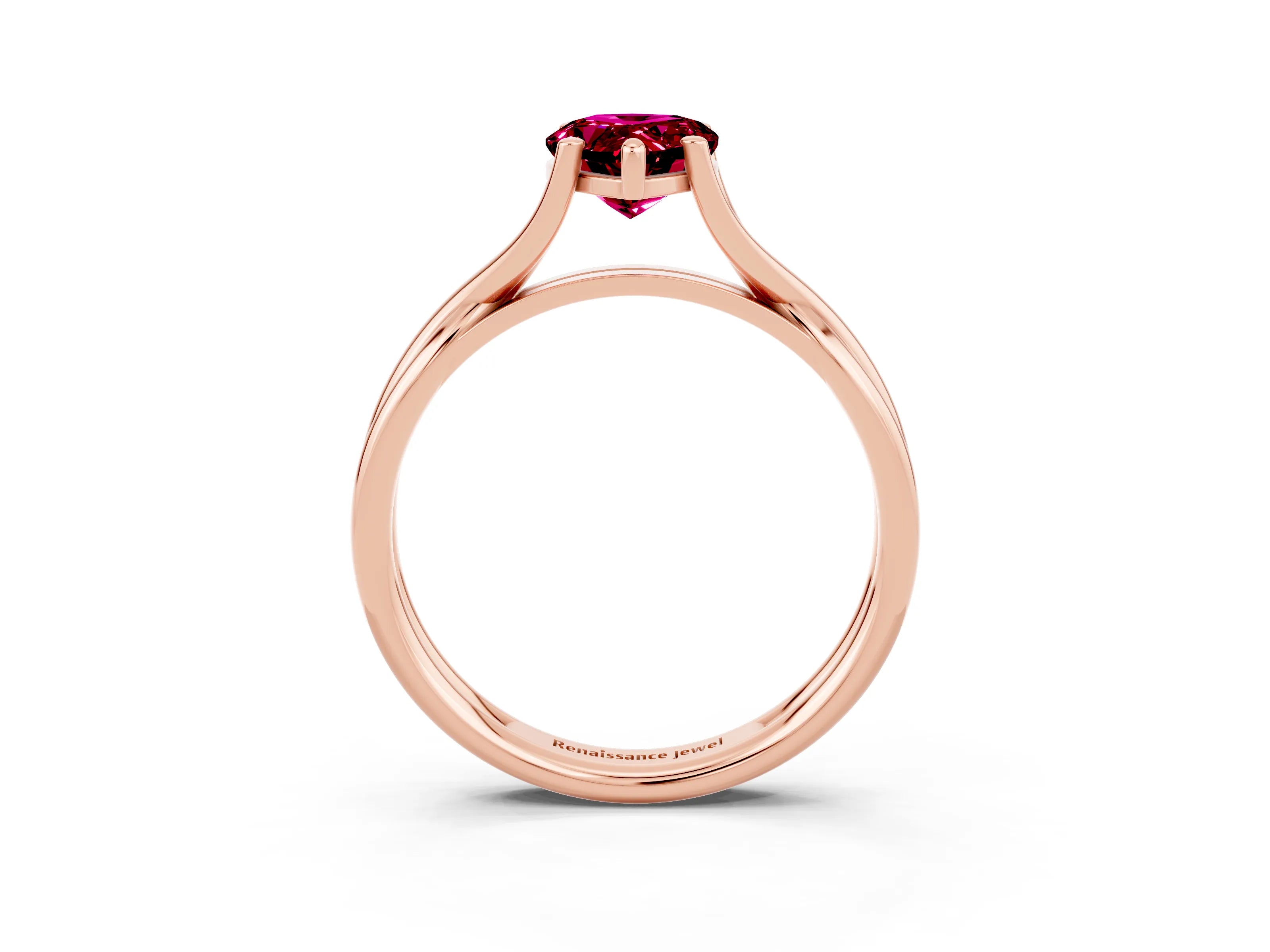 Rose gold Pear Cut Garnet Solitaire Twist Band Prong Setting Ring_27