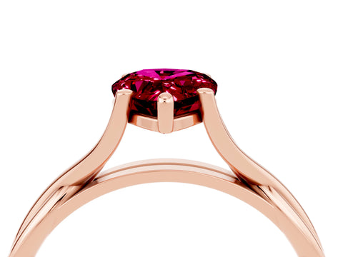 Rose gold Pear Cut Garnet Solitaire Twist Band Prong Setting Ring_28