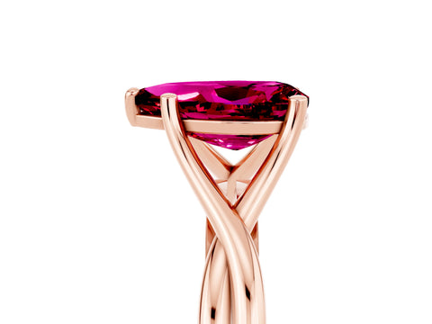 Rose gold Pear Cut Garnet Solitaire Twist Band Prong Setting Ring_29