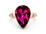 Rose gold Pear Cut Garnet Solitaire Twisted Band with Round  Accents and Prong Setting_23