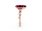 Rose gold Pear Cut Garnet Solitaire Twisted Band with Round  Accents and Prong Setting_25