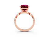 Rose gold Pear Cut Garnet Solitaire Twisted Band with Round  Accents and Prong Setting_26