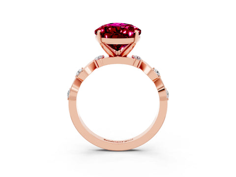 Rose gold Pear Cut Garnet Solitaire Twisted Band with Round  Accents and Prong Setting_26