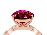 Rose gold Pear Cut Garnet Solitaire Twisted Band with Round  Accents and Prong Setting_27