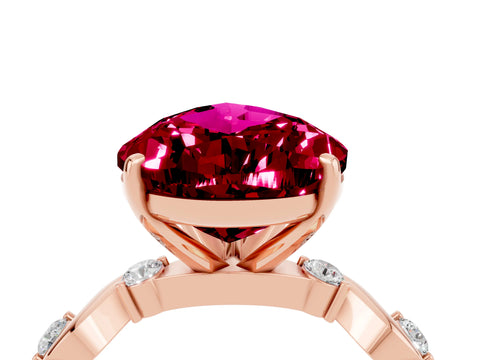 Rose gold Pear Cut Garnet Solitaire Twisted Band with Round  Accents and Prong Setting_27