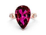 Rose gold Pear Cut Garnet Solitaire Twisted Band with Round  Accents and Prong Setting_36