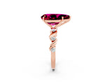 Rose gold Pear Cut Garnet Solitaire Twisted Band with Round  Accents and Prong Setting_38
