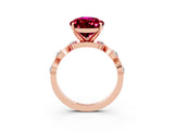 Rose gold Pear Cut Garnet Solitaire Twisted Band with Round  Accents and Prong Setting_39