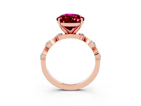 Rose gold Pear Cut Garnet Solitaire Twisted Band with Round  Accents and Prong Setting_39