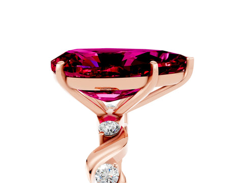Rose gold Pear Cut Garnet Solitaire Twisted Band with Round  Accents and Prong Setting_41