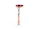 Rose gold Pear Cut Garnet Solitaire with Side Baguettes and Channel Set Band_2