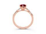 Rose gold Pear Cut Garnet Solitaire with Side Baguettes and Channel Set Band_3