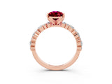 Rose gold Pear Cut Garnet Solitaire with Side Stones, Pave Band, Four-Prong Setting_39