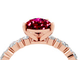 Rose gold Pear Cut Garnet Solitaire with Side Stones, Pave Band, Four-Prong Setting_40