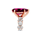 Rose gold Pear Cut Garnet Solitaire with Side Stones, Pave Band, Four-Prong Setting_41