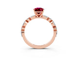 Rose gold Pear Cut Garnet Solitaire with Side Stones on a Pavé Band and Four-Prong Setting_3