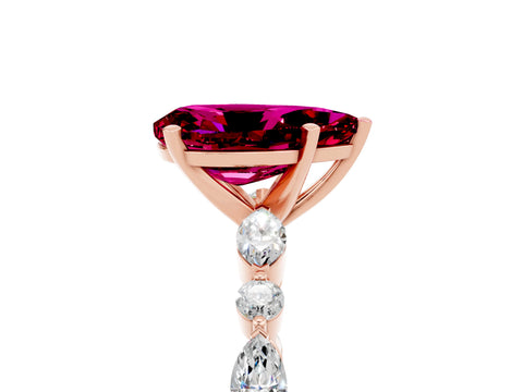 Rose gold Pear Cut Garnet Solitaire with Side Stones on a Pavé Band and Four-Prong Setting_5